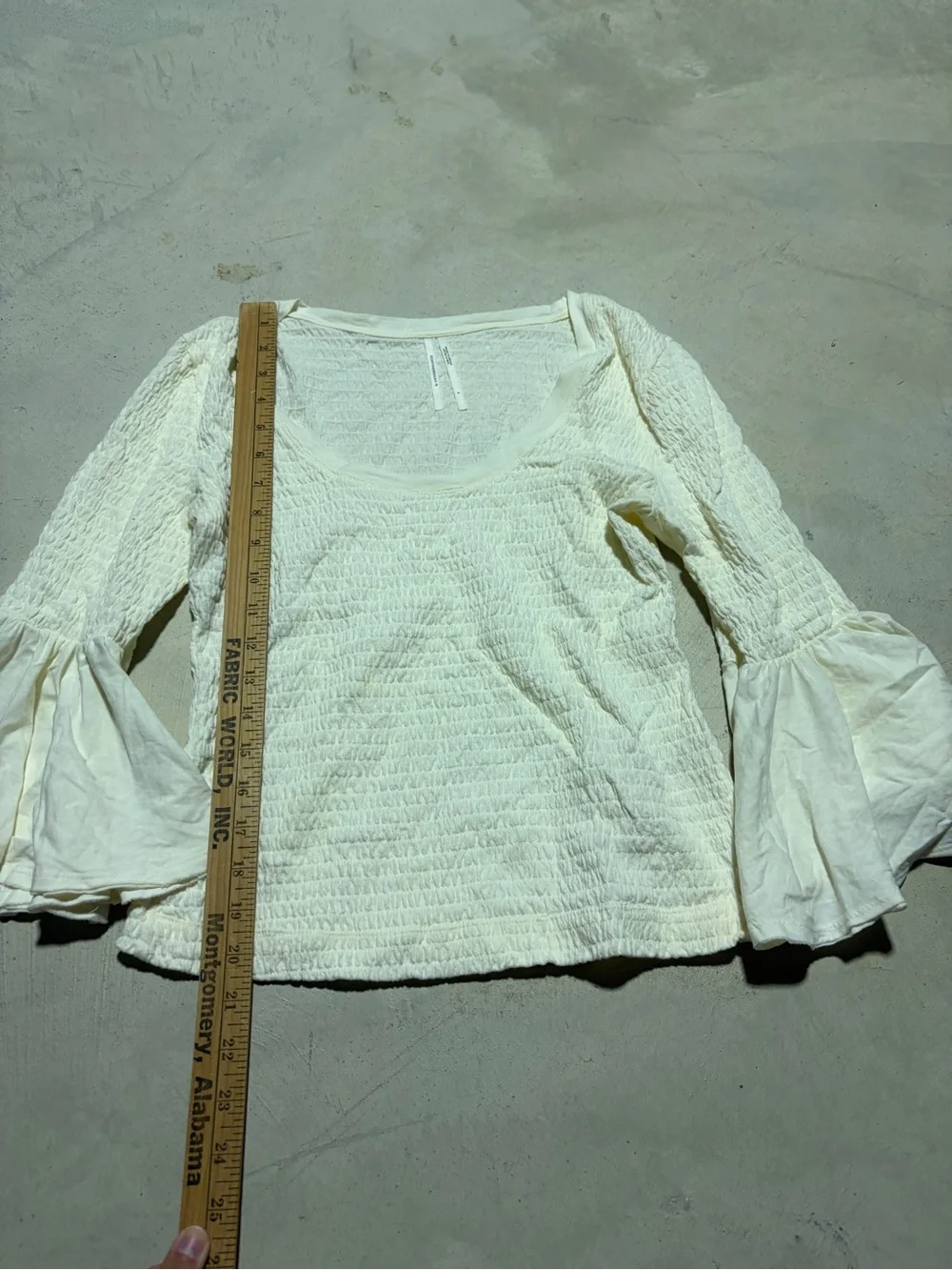 Anthropologie cream Bell Sleeve Scoop Neck Top small
